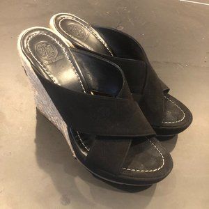 Tory Burch 4" Black Espadrille Wedges